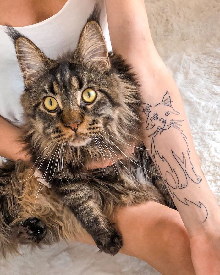 tatuaż z kotem