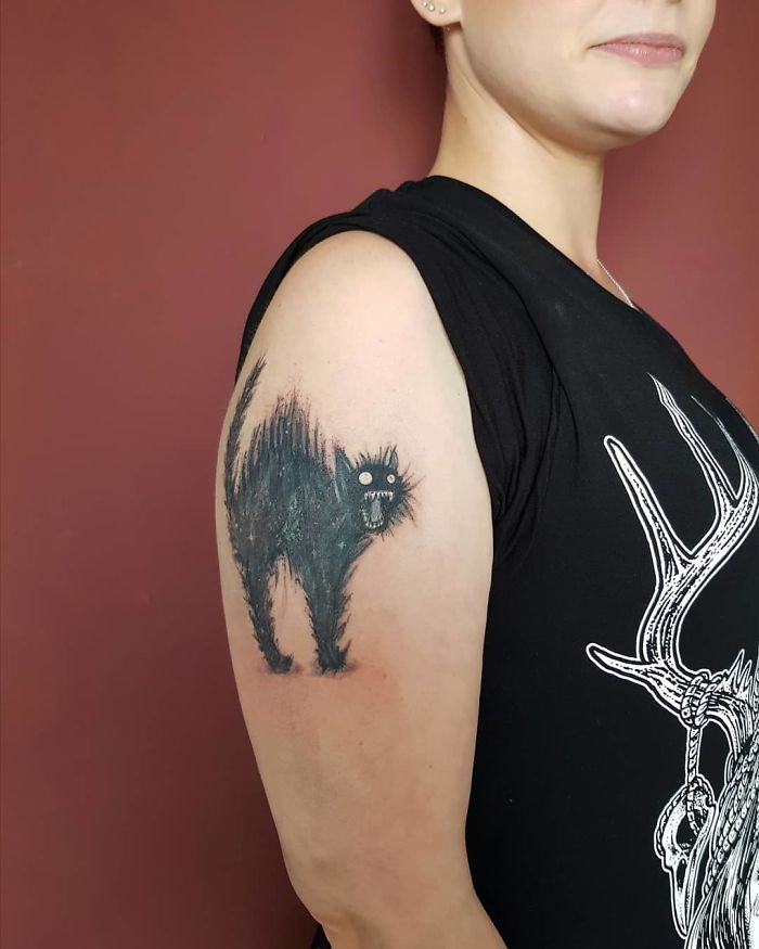 tatuaż z kotem